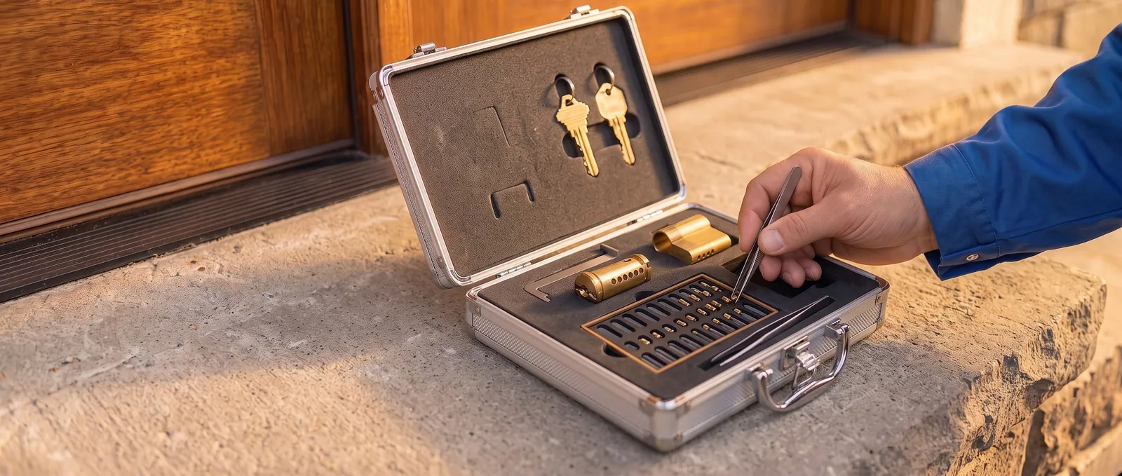 What a rekey is Locksmith rekeying a lock cylinder at a door